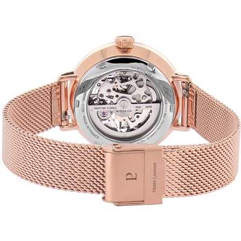 Montre Pierre Lannier femme automatique acier doré rose maille milanaise