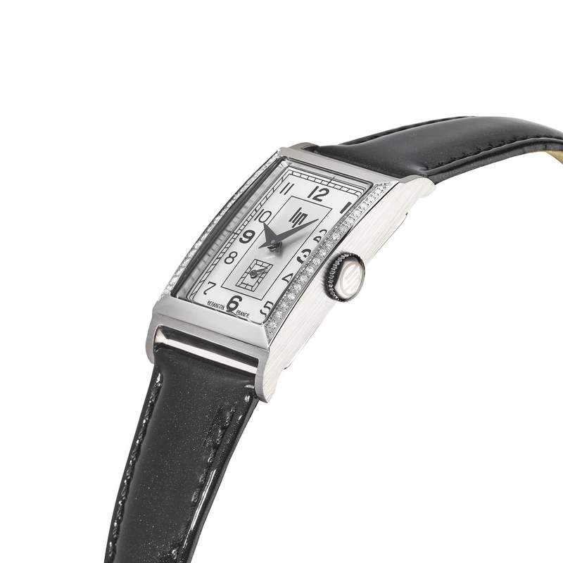 Montre Lip femme acier bracelet cuir noir - vue D2