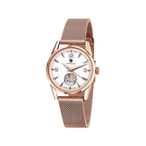 Lip women's automatic stainless steel watch with pink gold metal bracelet