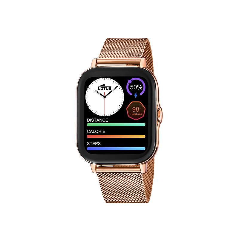 Montre Lotus mixte connectée acier bracelet acier doré rose maille milanaise - vue 1