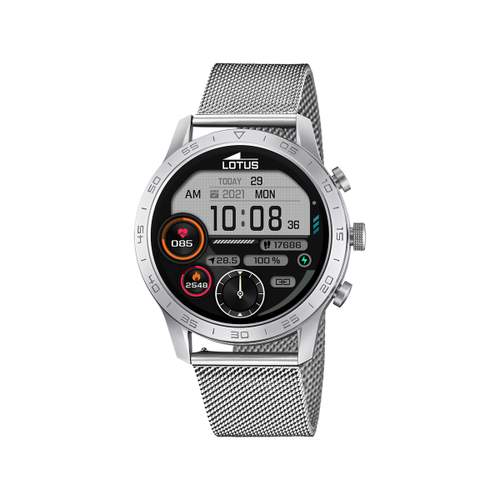 Montre Lotus mixte connectée acier bracelet acier maille milanaise