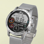 Montre Lotus mixte connectée acier bracelet acier maille milanaise - vue porté 2