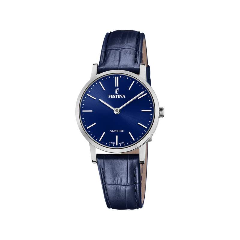 Montre Festina femme acier bracelet cuir bleu - vue 1