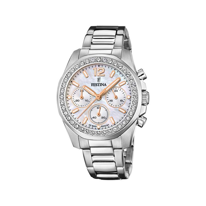 Montre Festina femme chronographe acier bracelet acier - vue 1