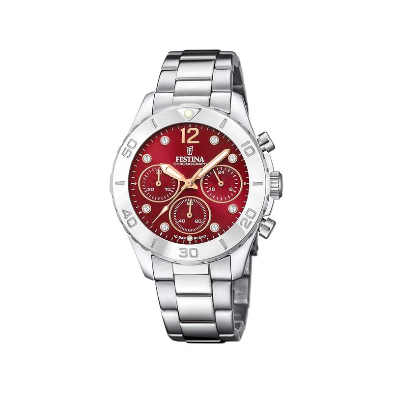 Montre Festina femme chronographe acier bracelet acier - vue 1