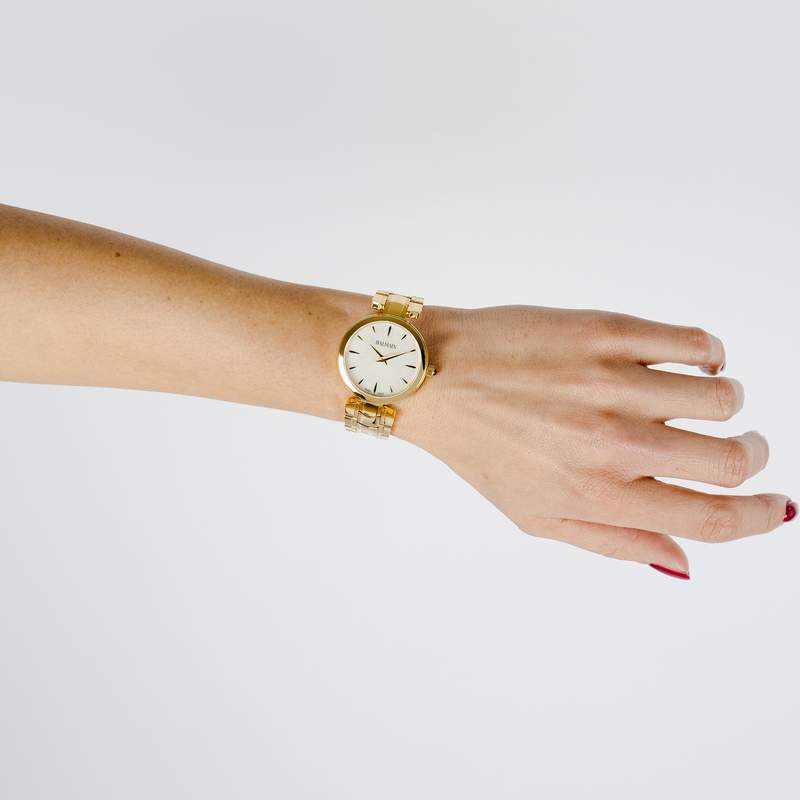 Balmain women's watch with yellow gold bracelet - view worn 1