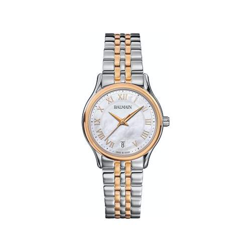 Balmain femme cadran nacre bracelet acier bicolore rose