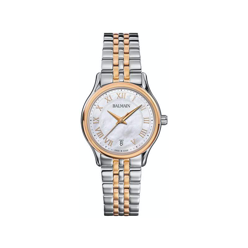 Balmain femme cadran nacre bracelet acier bicolore rose - vue 1