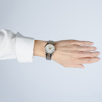 Balmain woman mother-of-pearl dial steel bracelet two-tone pink