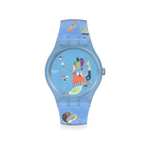 Swatch horloge van gemengde kunststof met blauwe siliconen band