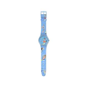 Swatch horloge van gemengde kunststof met blauwe siliconen band