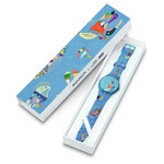 Montre Swatch mixte plastique bracelet silicone bleu - vue D1