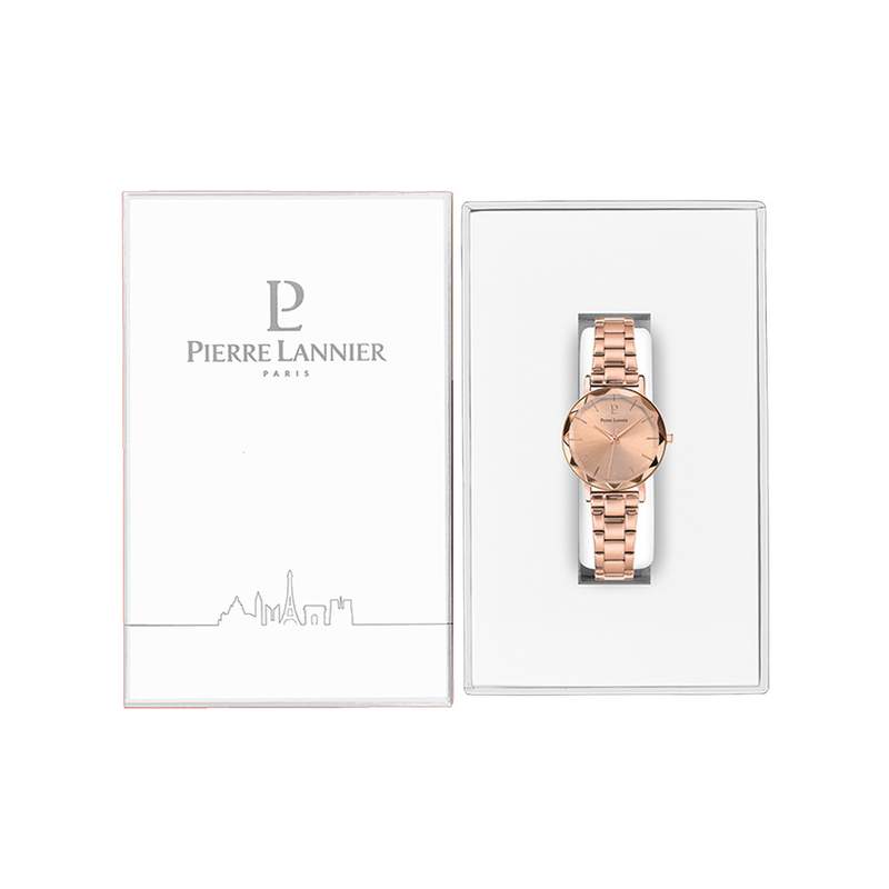 Montre Pierre Lannier femme bracelet acier doré rose - vue D2