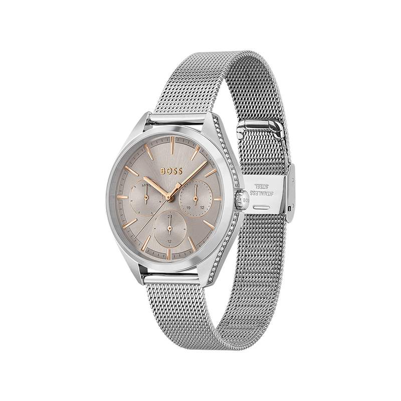 Montre Boss femme bracelet acier argent - vue 2