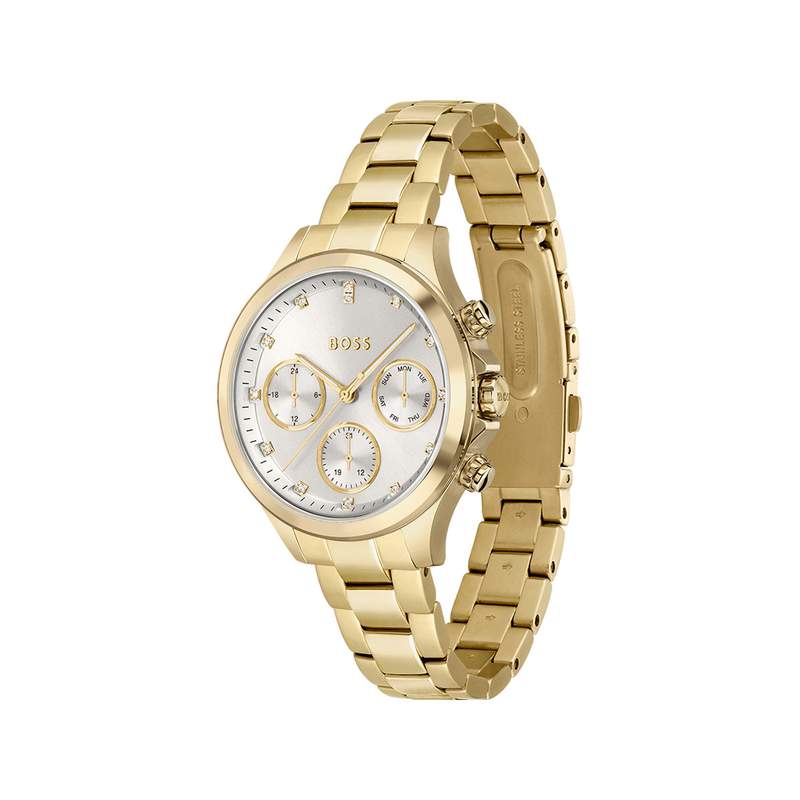 Montre Boss femme bracelet acier dore jaune - vue 2