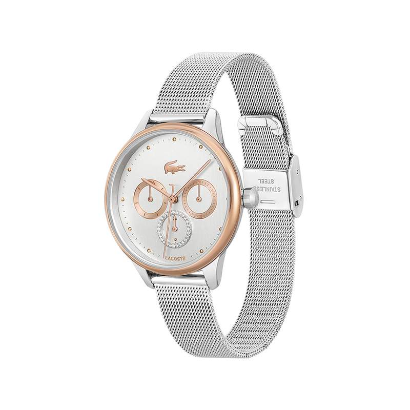 Montre Lacoste femme acier bicolore rose bracelet acier - vue 2