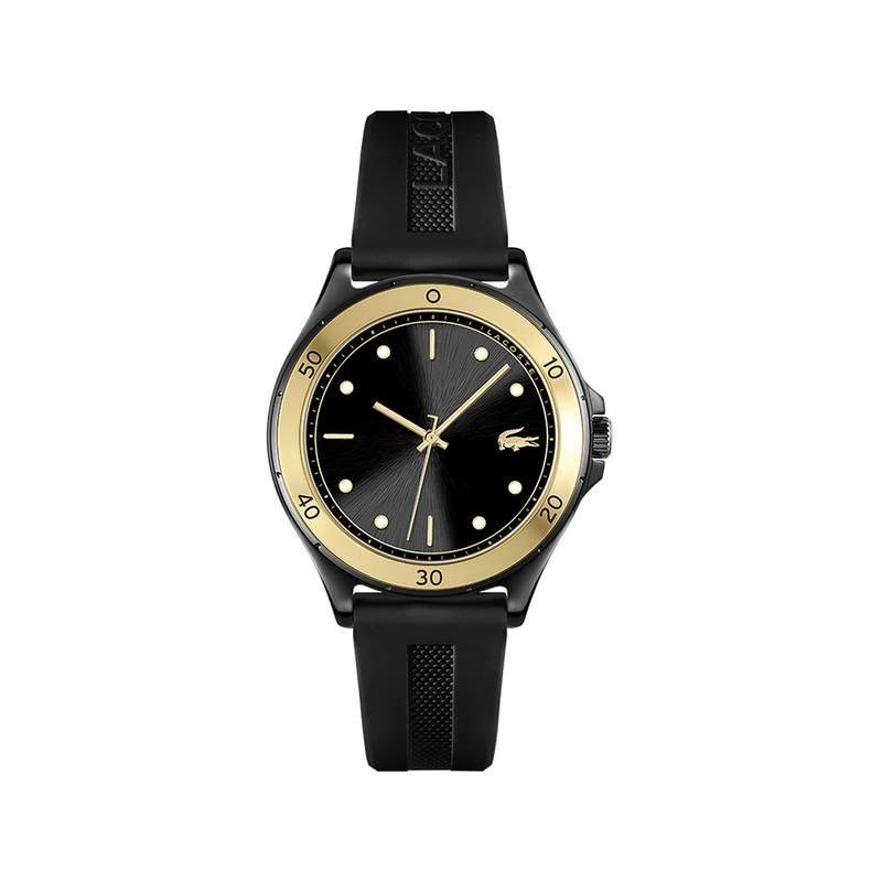 Montre Lacoste femme acier noir bracelet silicone noir - vue 1
