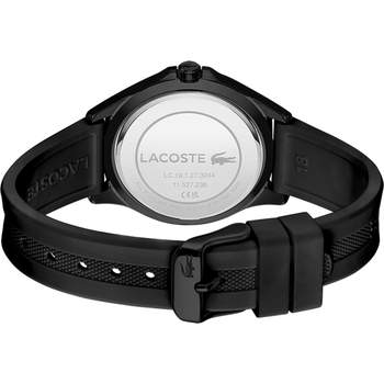 Lacoste zwart stalen dameshorloge met zwarte siliconen horlogeband