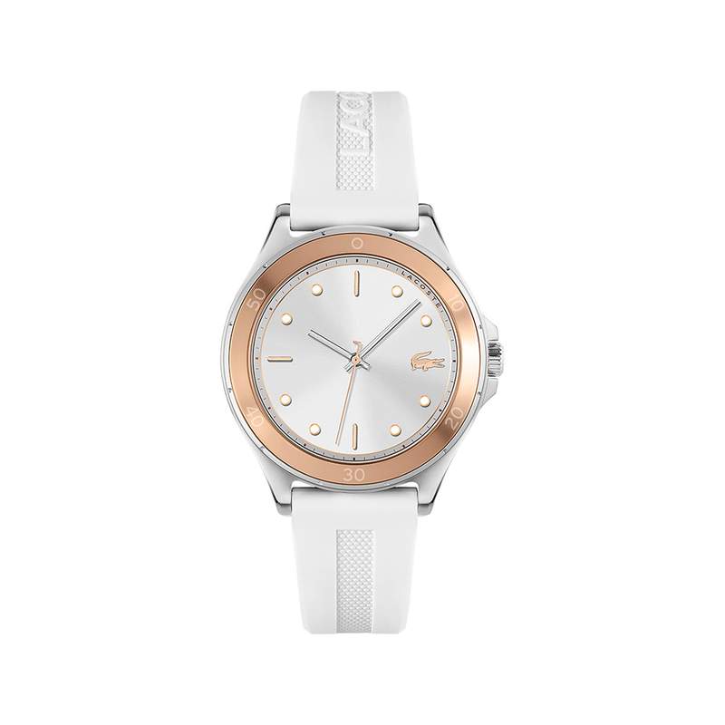 Montre Lacoste femme acier bracelet silicone blanc - vue 1