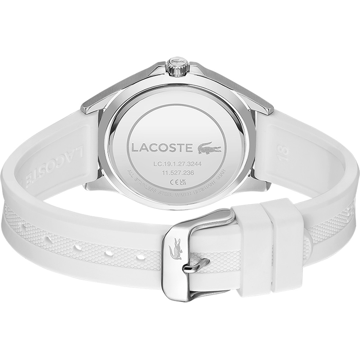 Montre Lacoste femme acier bracelet silicone blanc - vue 3
