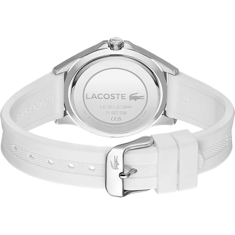 Montre Lacoste femme acier bracelet silicone blanc - vue 3