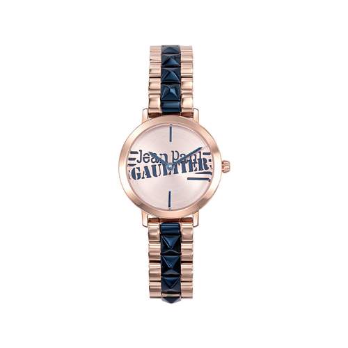 JEAN PAUL GAULTIER women's watch with two-tone pink and blue steel bracelet