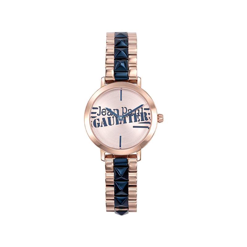 Montre JEAN PAUL GAULTIER femme bracelet acier bicolore rose et bleu - vue 1