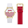 Montre JEAN PAUL GAULTIER femme acier doré jaune bracelet cuir blanc réversible rouge - vue V1
