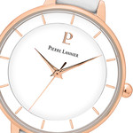 Montre PIERRE LANNIER femme acier doré rose bracelet cuir blanc - vue D1