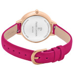 Montre PIERRE LANNIER femme acier doré rose bracelet cuir framboise - vue 3