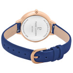 Montre PIERRE LANNIER femme acier doré rose bracelet cuir bleu - vue 3