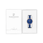 Montre PIERRE LANNIER femme acier doré rose bracelet cuir bleu - vue D2