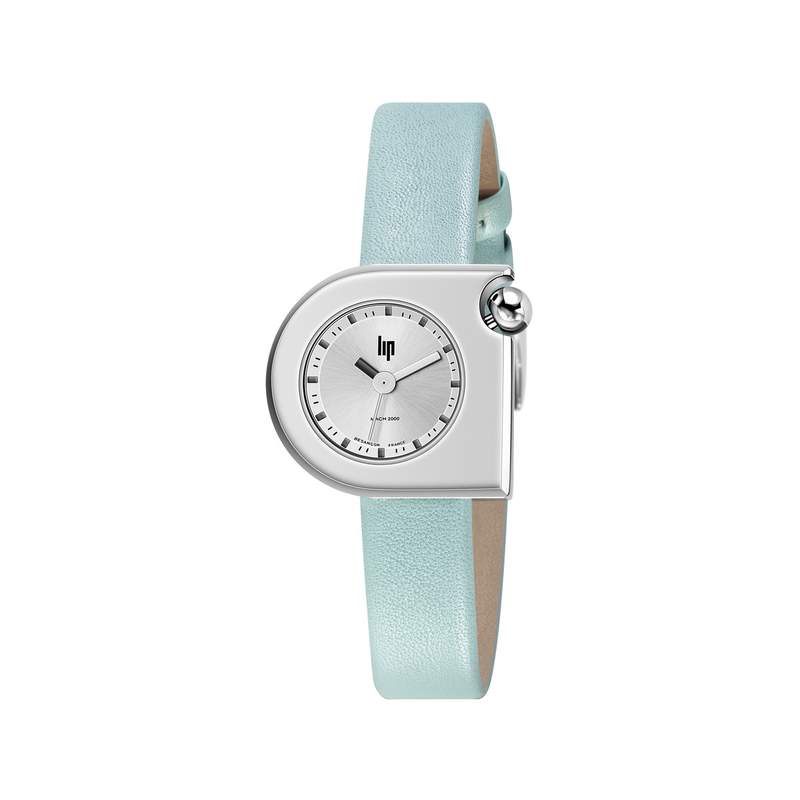 Montre LIP femme acier bracelet cuir bleu - vue 1