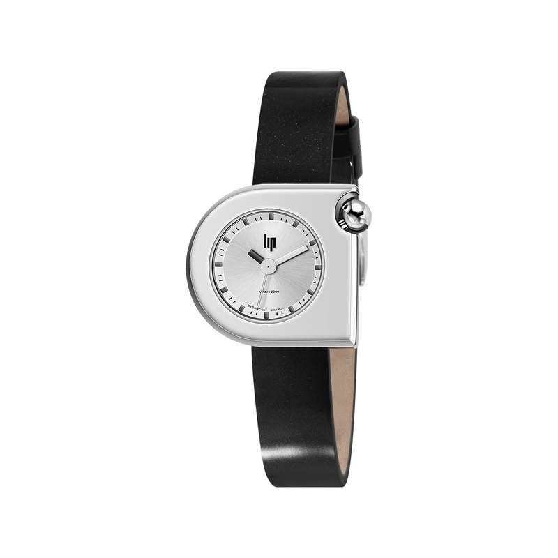 Montre LIP femme acier bracelet cuir noir - vue 1