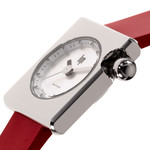 Montre LIP femme acier bracelet cuir rouge - vue D2