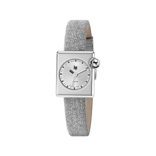 LIP women's stainless steel watch with grey leather strap