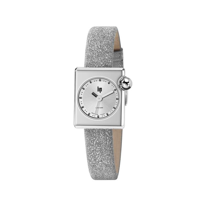 Montre LIP femme acier bracelet cuir gris - vue 1
