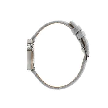 LIP women's stainless steel watch with grey leather strap