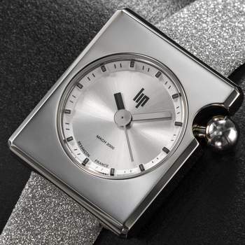 LIP women's stainless steel watch with grey leather strap