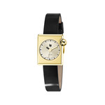 Montre LIP femme acier doré jaune bracelet cuir noir - vue 1