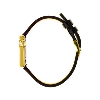 LIP ladies' watch in yellow-gold-plated steel with black leather strap