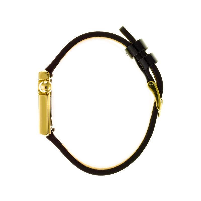 Montre LIP femme acier doré jaune bracelet cuir noir - vue 2
