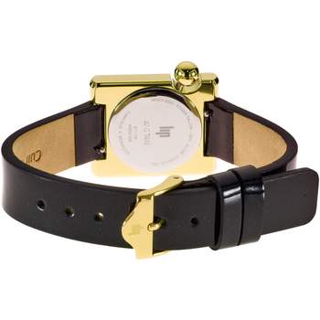 LIP ladies' watch in yellow-gold-plated steel with black leather strap
