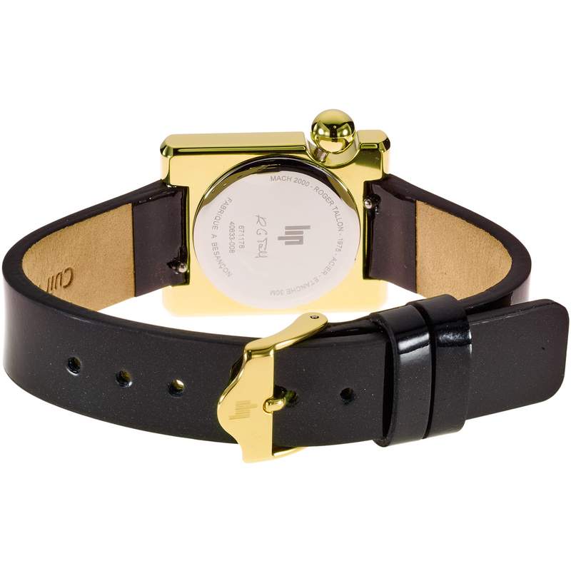 Montre LIP femme acier doré jaune bracelet cuir noir - vue 3