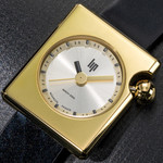 Montre LIP femme acier doré jaune bracelet cuir noir - vue D1