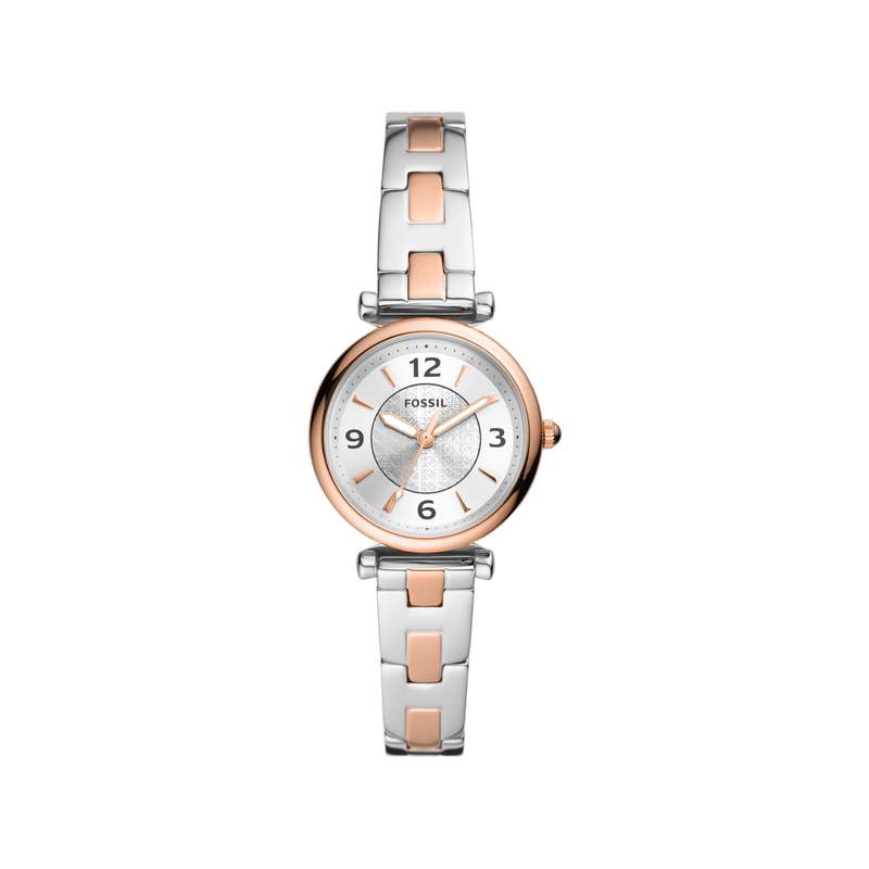 Montre FOSSIL femme bracelet acier bicolore doré rose - vue 1
