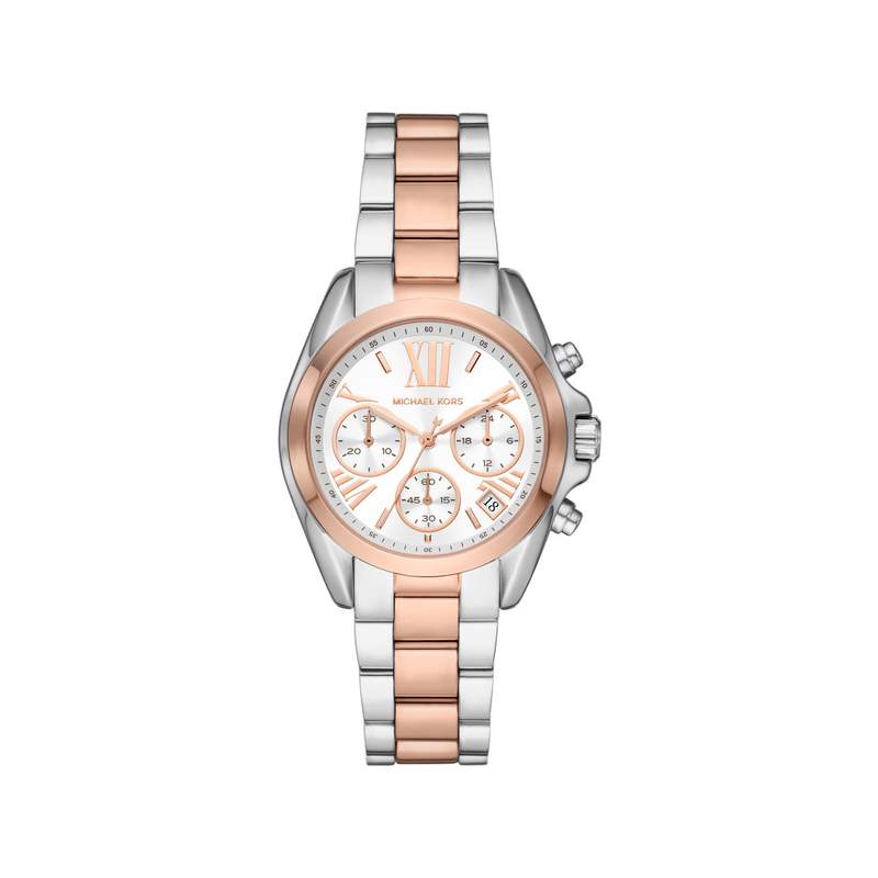 Montre MICHAEL KORS femme chronographe bracelet acier bicolore acier doré rose - vue 1