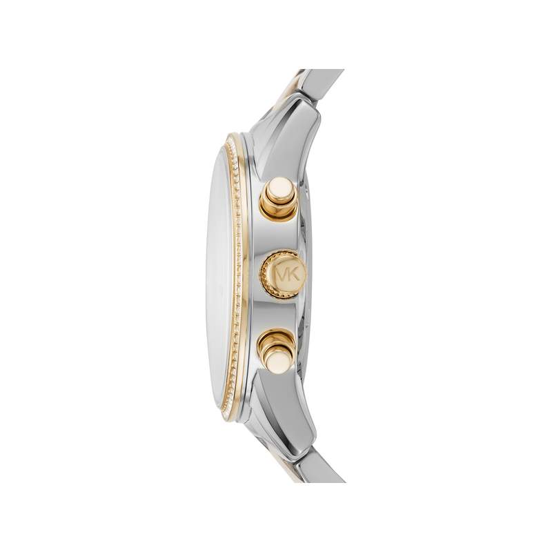Montre MICHAEL KORS femme chronographe bracelet acier bicolore jaune - vue 2
