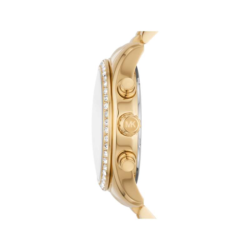Montre MICHAEL KORS femme chronographe bracelet acier doré jaune - vue 2