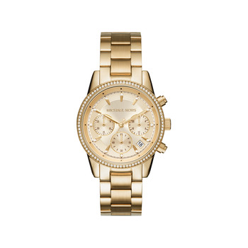 Montre MICHAEL KORS femme chronographe bracelet acier doré jaune